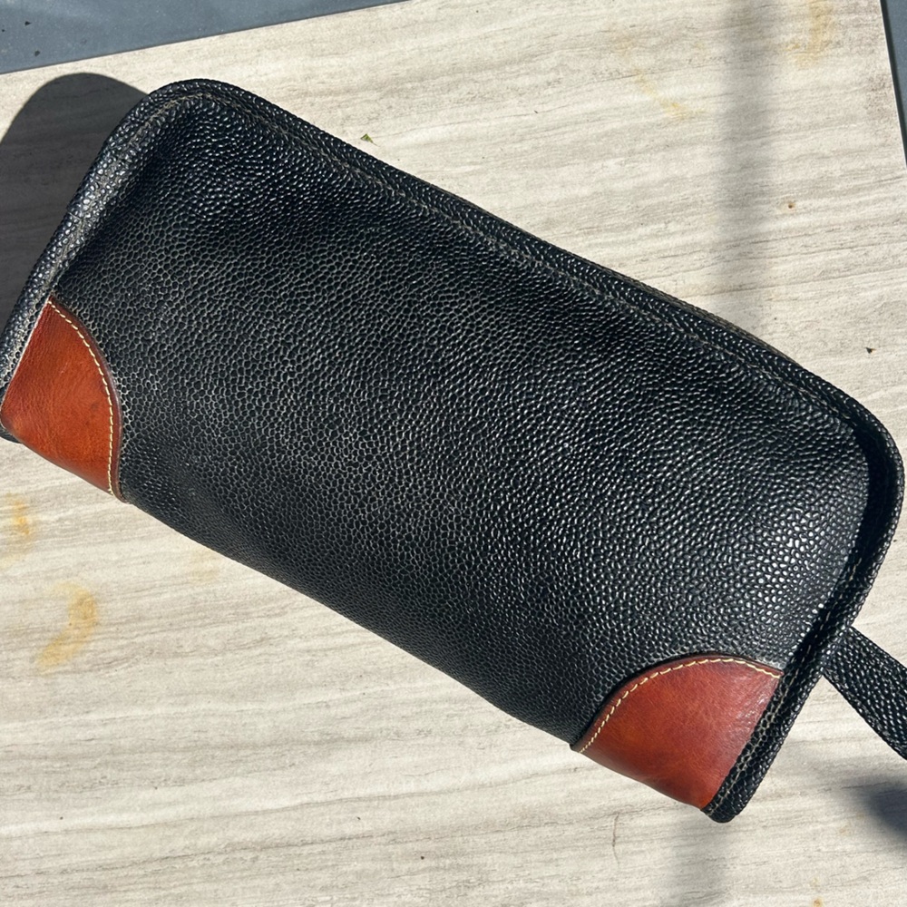Beautiful Vintage Bric’s Black Pebble Leather Toiletries Bag - Picture 5 of 9